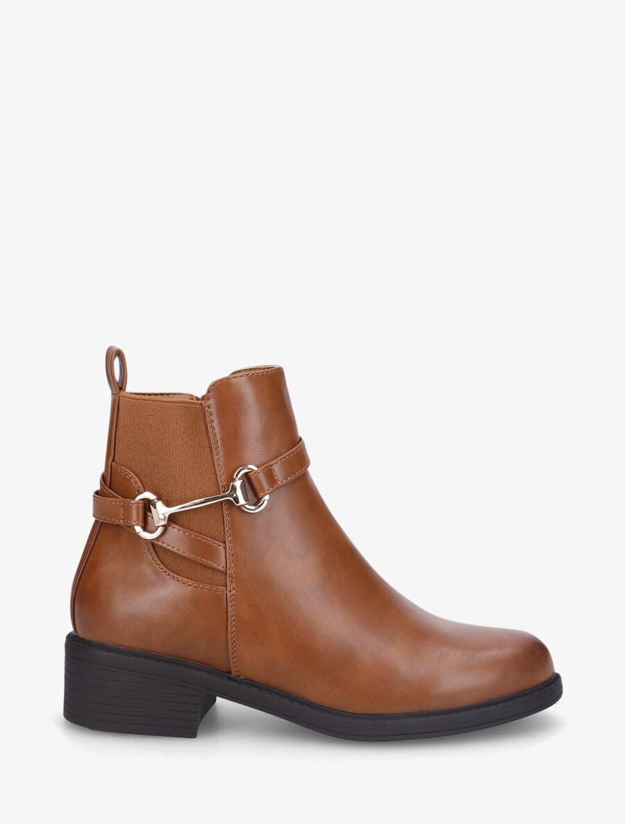 Bottines élastiquées à boucle - Camel - 1