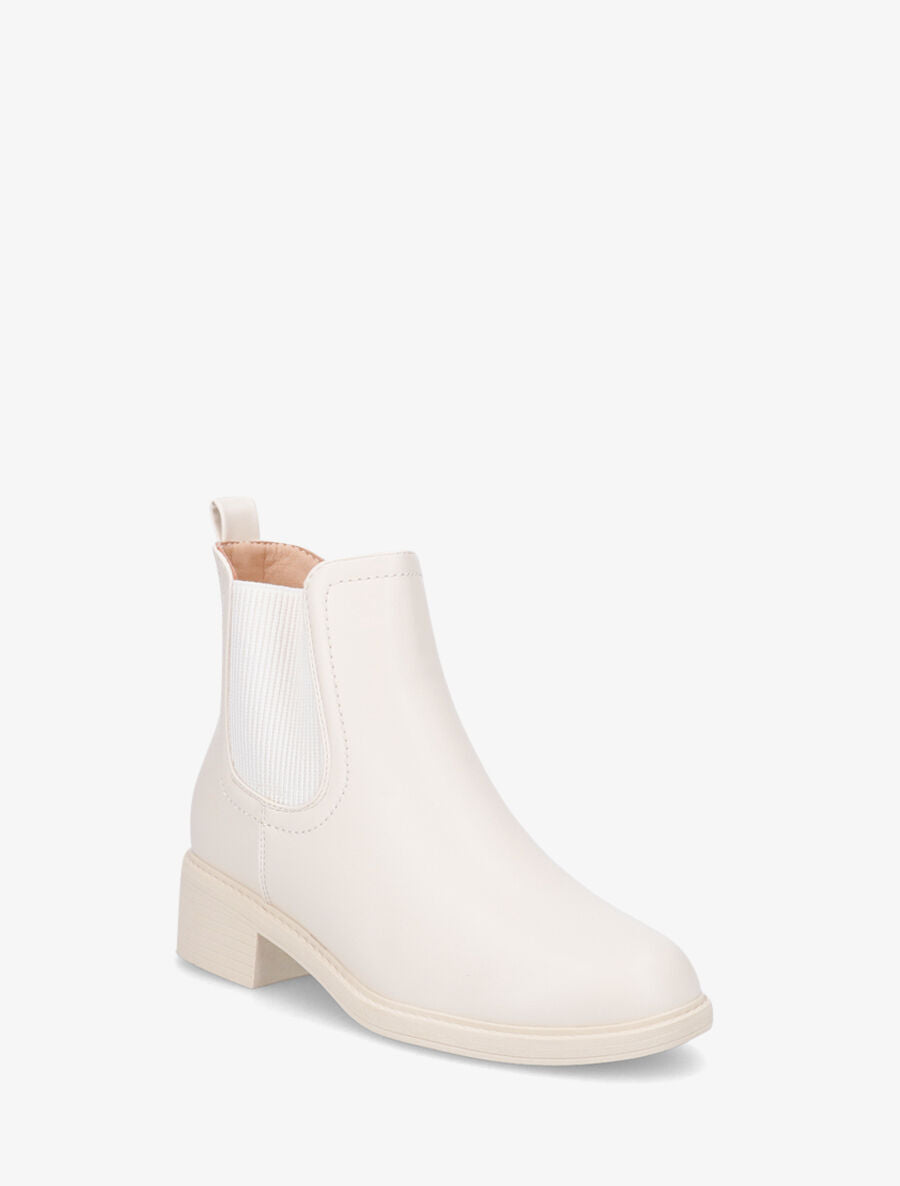 Bottines plates en simili effet patiné - Beige - 2