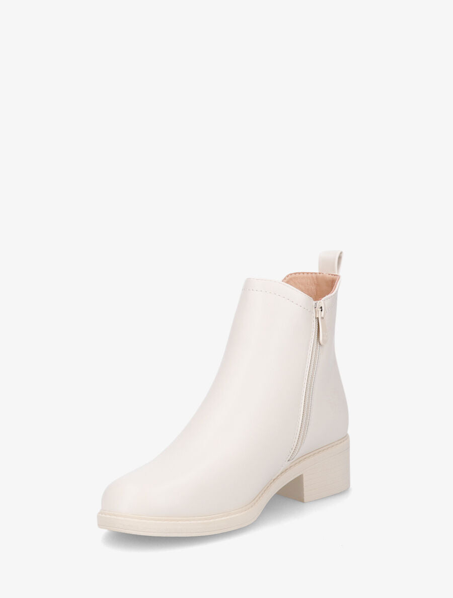 Bottines plates en simili effet patiné - Beige - 3