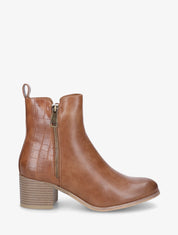Bottines à contrefort croco - Camel - 5