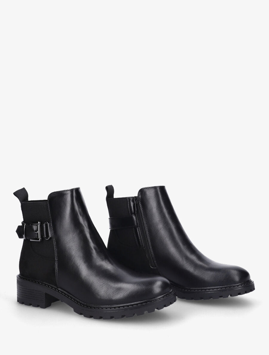 Bottines bi-matière à boucle - Noir - 4