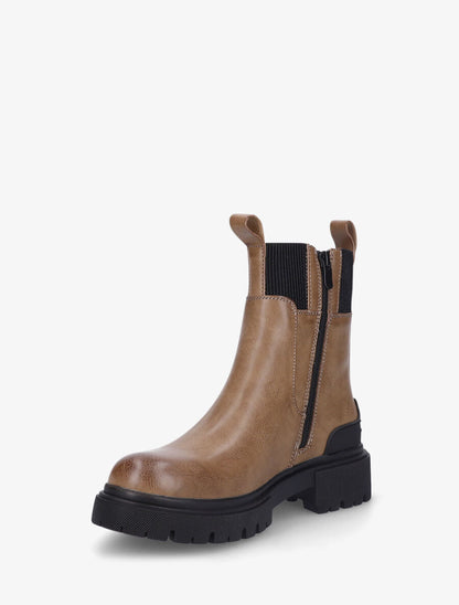 Boots élastiquées en simili - Taupe - 4