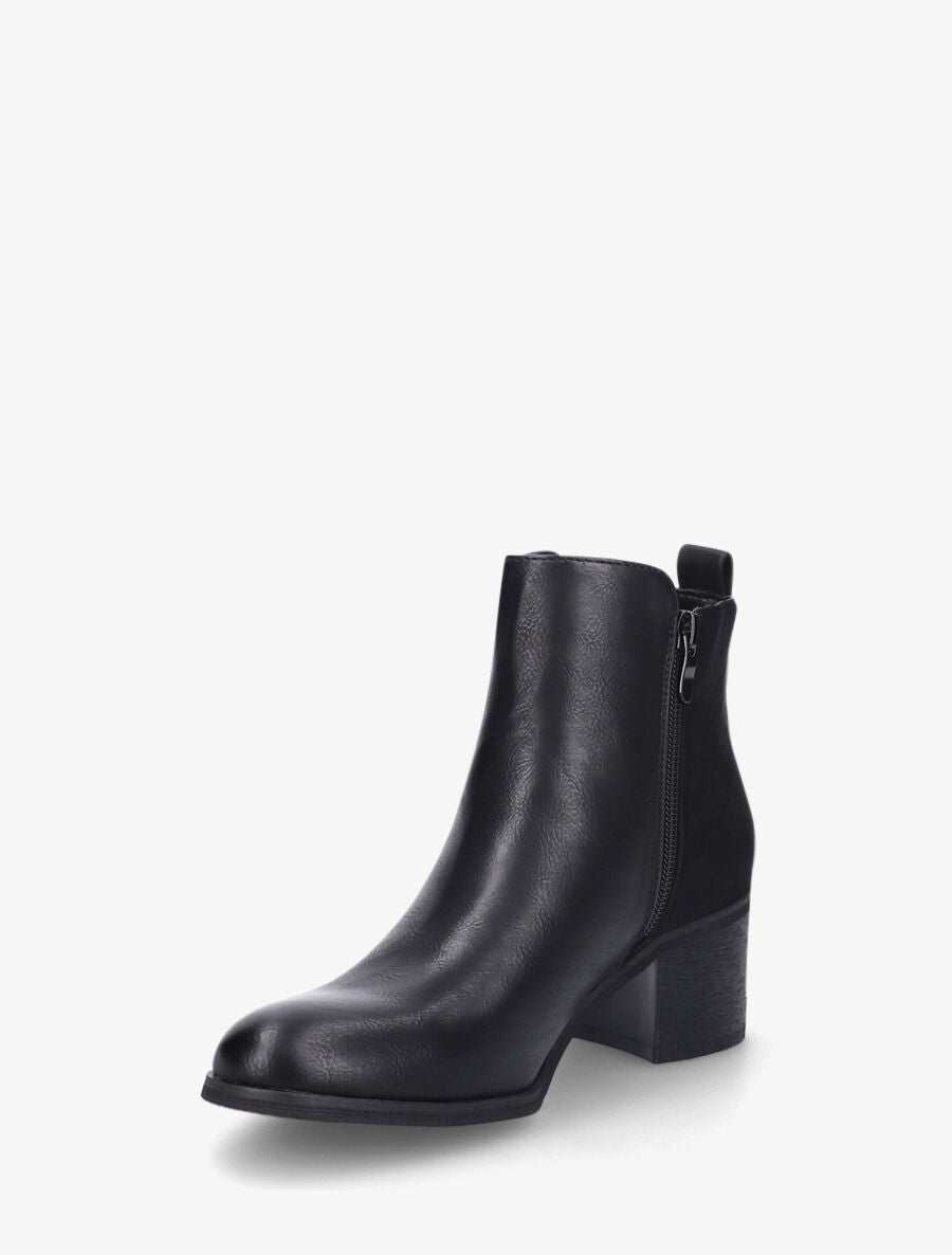 Bottines bi-matière à zip - Noir - 3