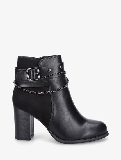 Bottines à talon et chaînes - Noir - 5