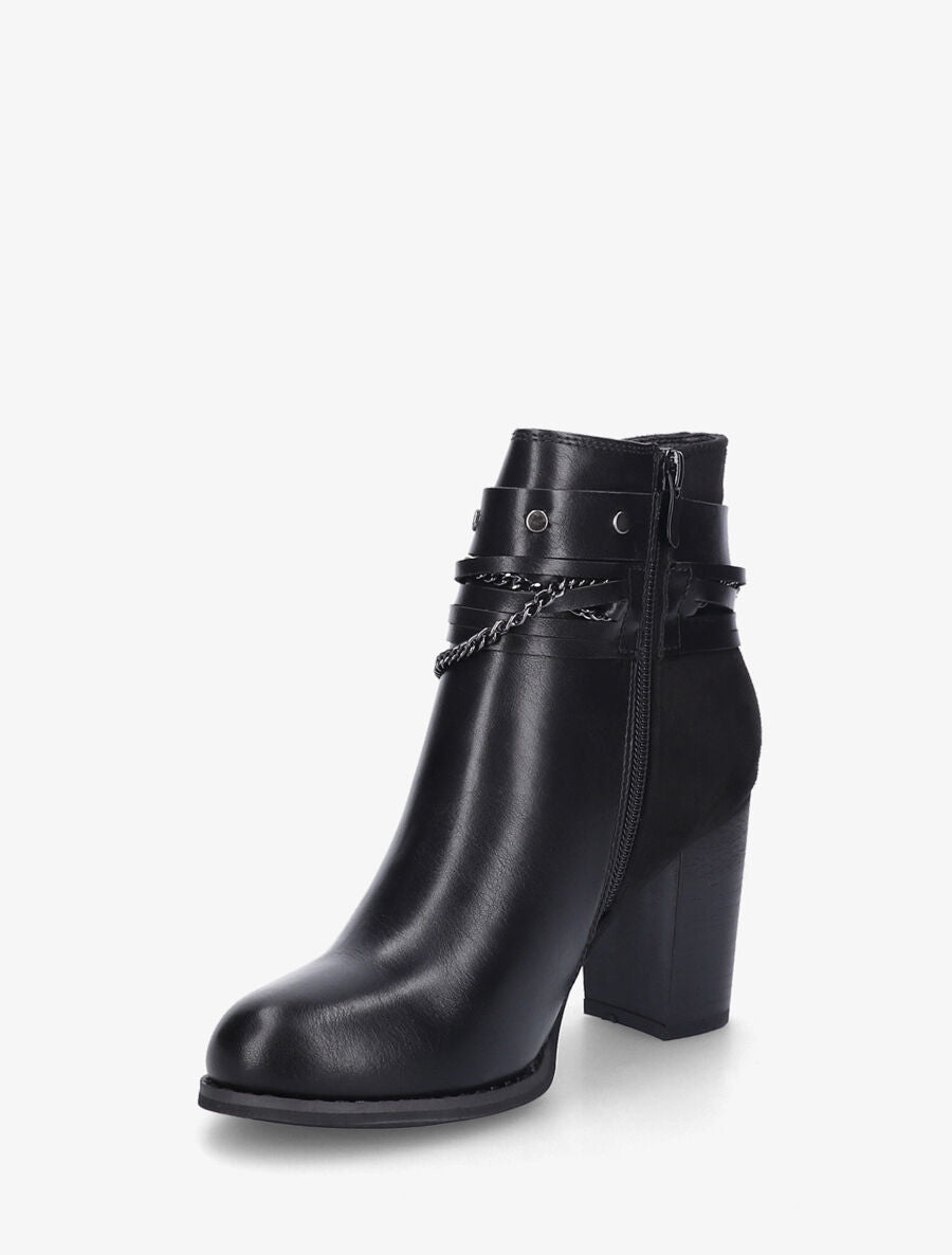 Bottines à talon et chaînes - Noir - 3