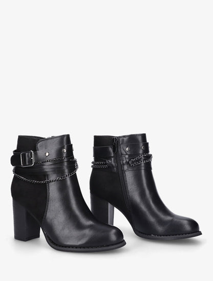 Bottines à talon et chaînes - Noir - 4