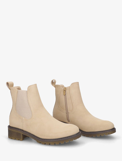 Bottines en suédine à semelle crantée - Beige - 4