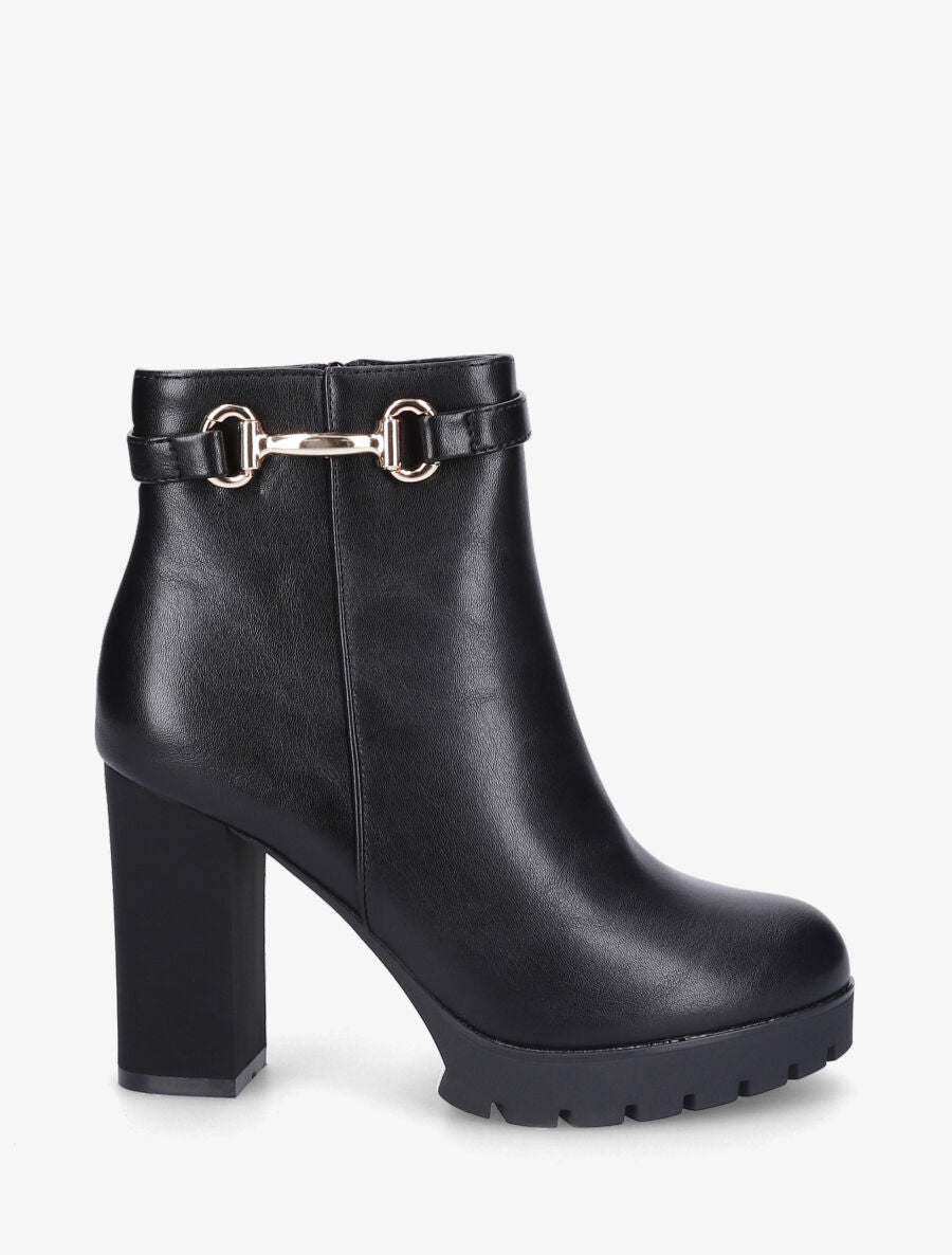 Bottines en simili à talon haut et boucle - Noir - 1