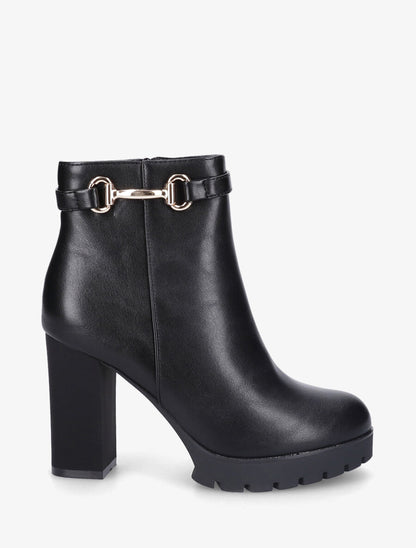 Bottines en simili à talon haut et boucle - Noir - 1