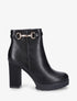 Bottines en simili à talon haut et boucle - Noir - 1