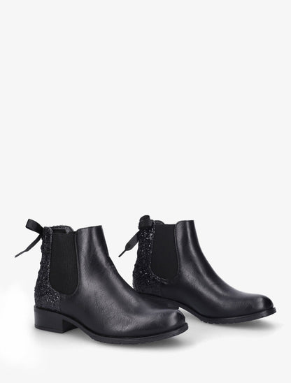 Bottines à contrefort pailleté style corset - Noir - 4