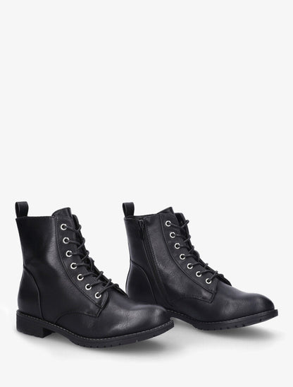 Bottines plates à lacets - Noir - 4