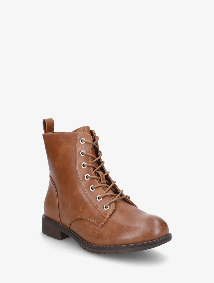 Bottines plates à lacets - Camel - 2