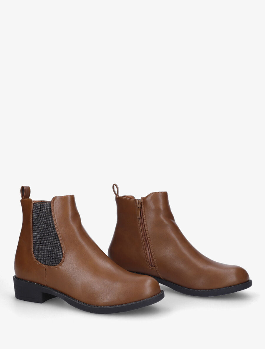 Bottines plates élastiquées et irisées - Camel - 4