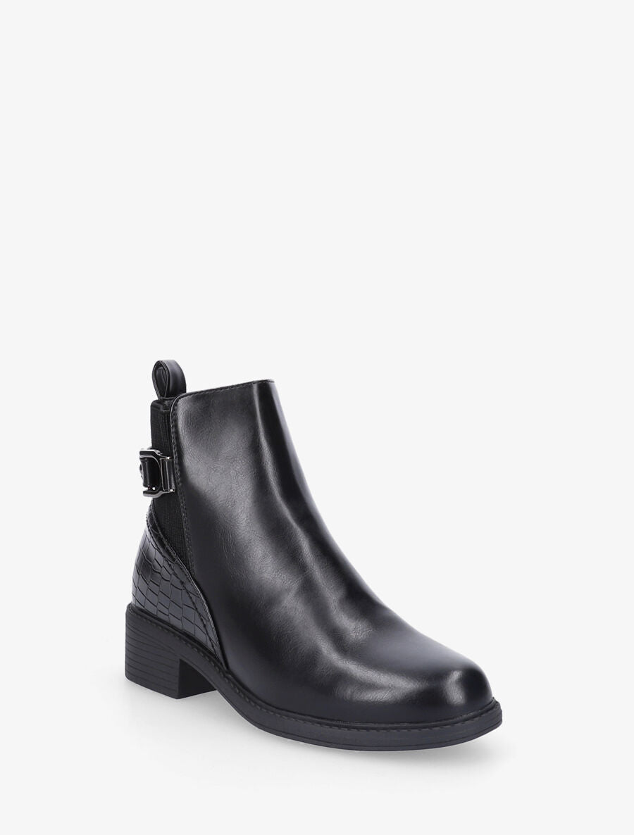 Bottines croco à boucle - Noir - 2