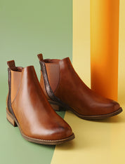 Bottines plates irisées - Camel - 1