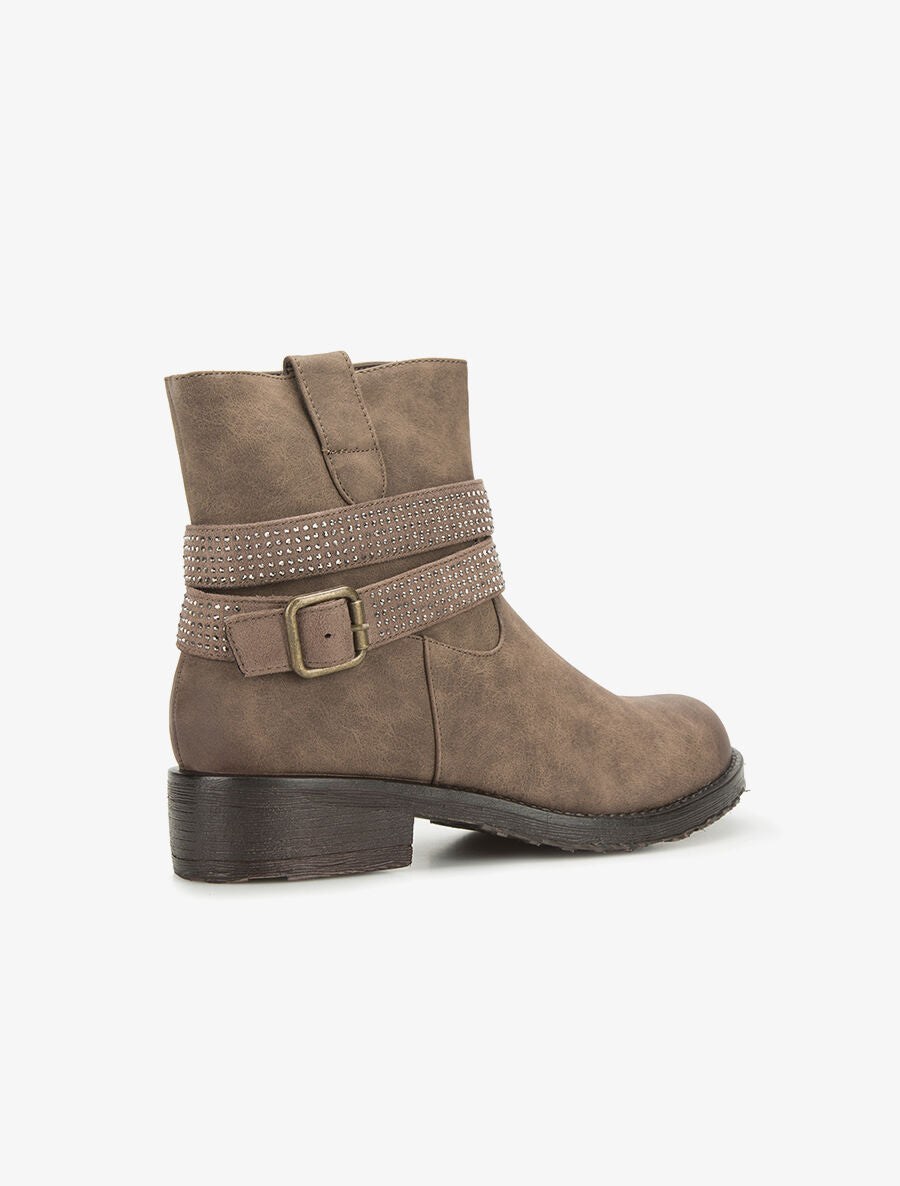 Boots lanières strassées - marron - 4