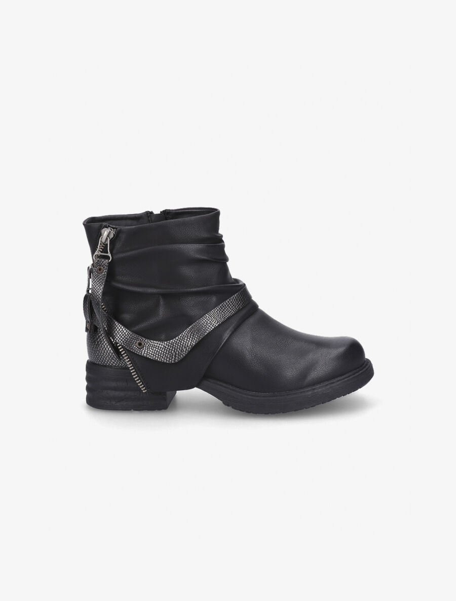 Boots écailles et zips noir - Noir - 1