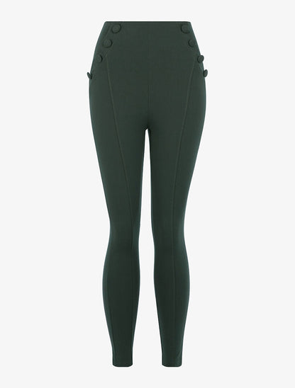 Pantalon taille empire orné de boutons - Kaki - 1