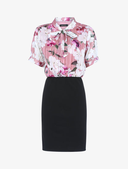 Robe à buste imprimé fleuri - Rose - 1