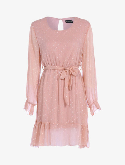 Robe basique à pois brodés - Rose - 1