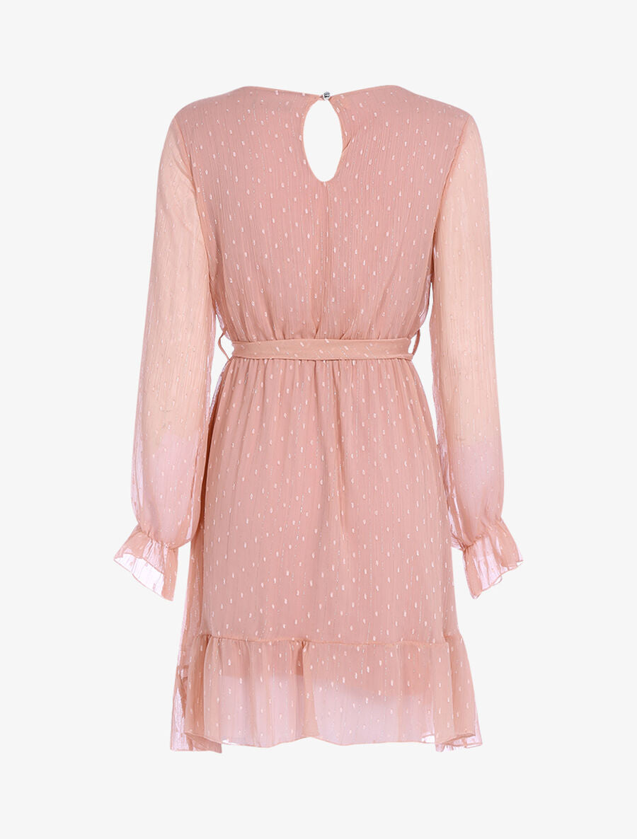 Robe basique à pois brodés - Rose - 2