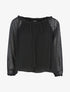 Blouse col élastiqué en voile fin - Noir - 1