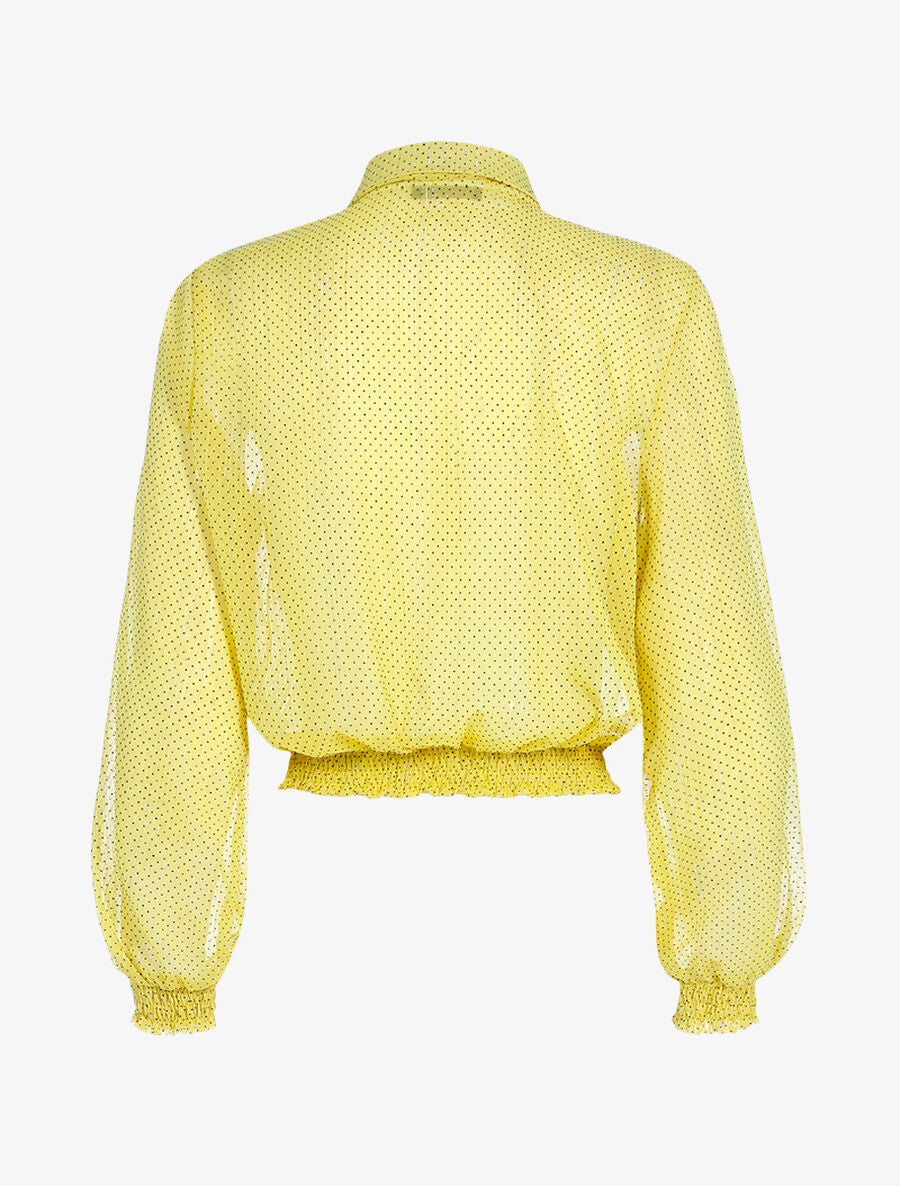 Crop top style chemise à pois - Jaune - 2