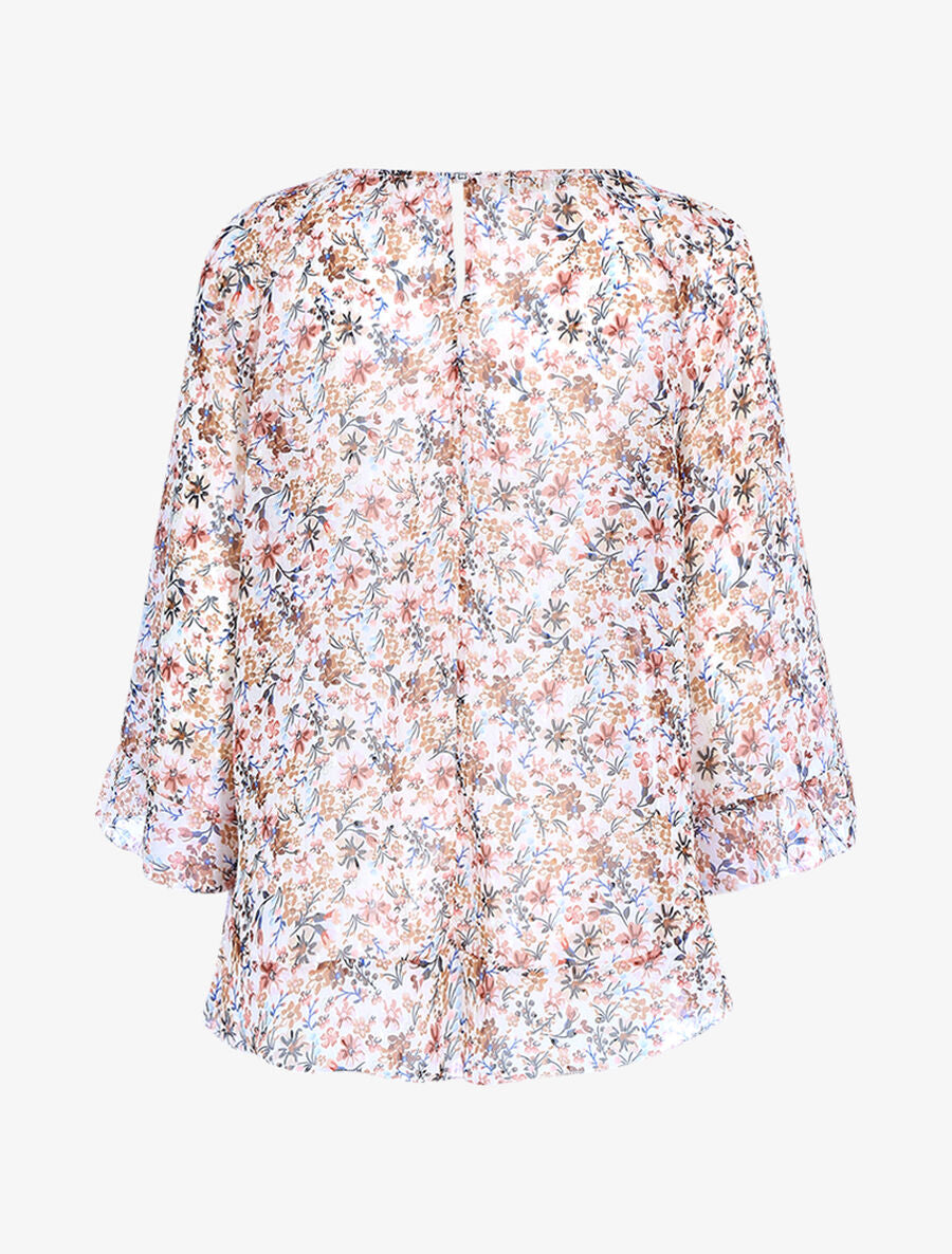 Blouse fluide transparente imprimé - Écru - 2