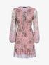 Robe en voile imprimé taille élastiquée - Rose - 1