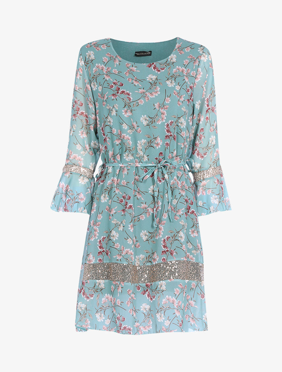 Robe à imprimé champêtre et sequins - Vert d&