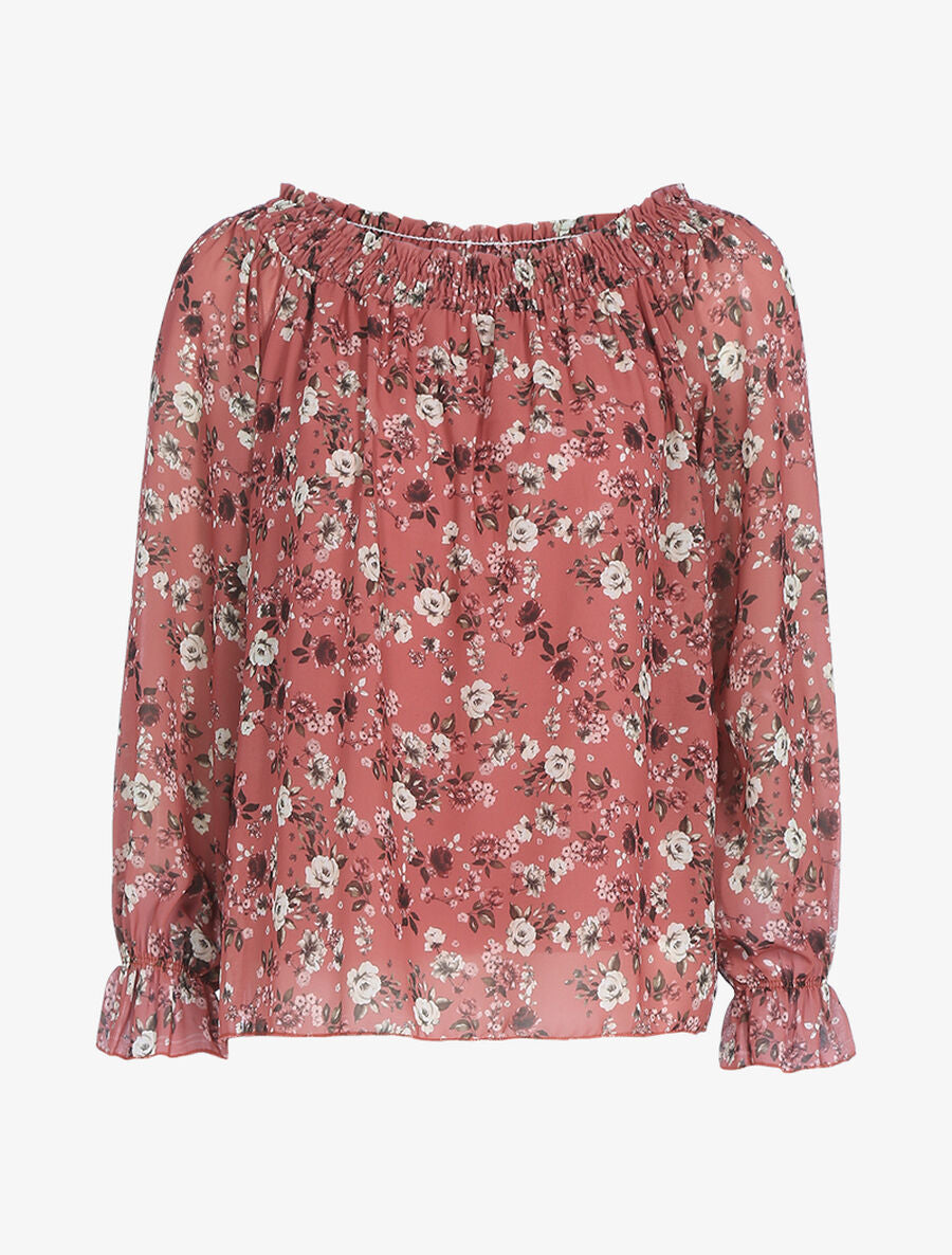 Top à imprimé fleuri - Rose foncé - 1
