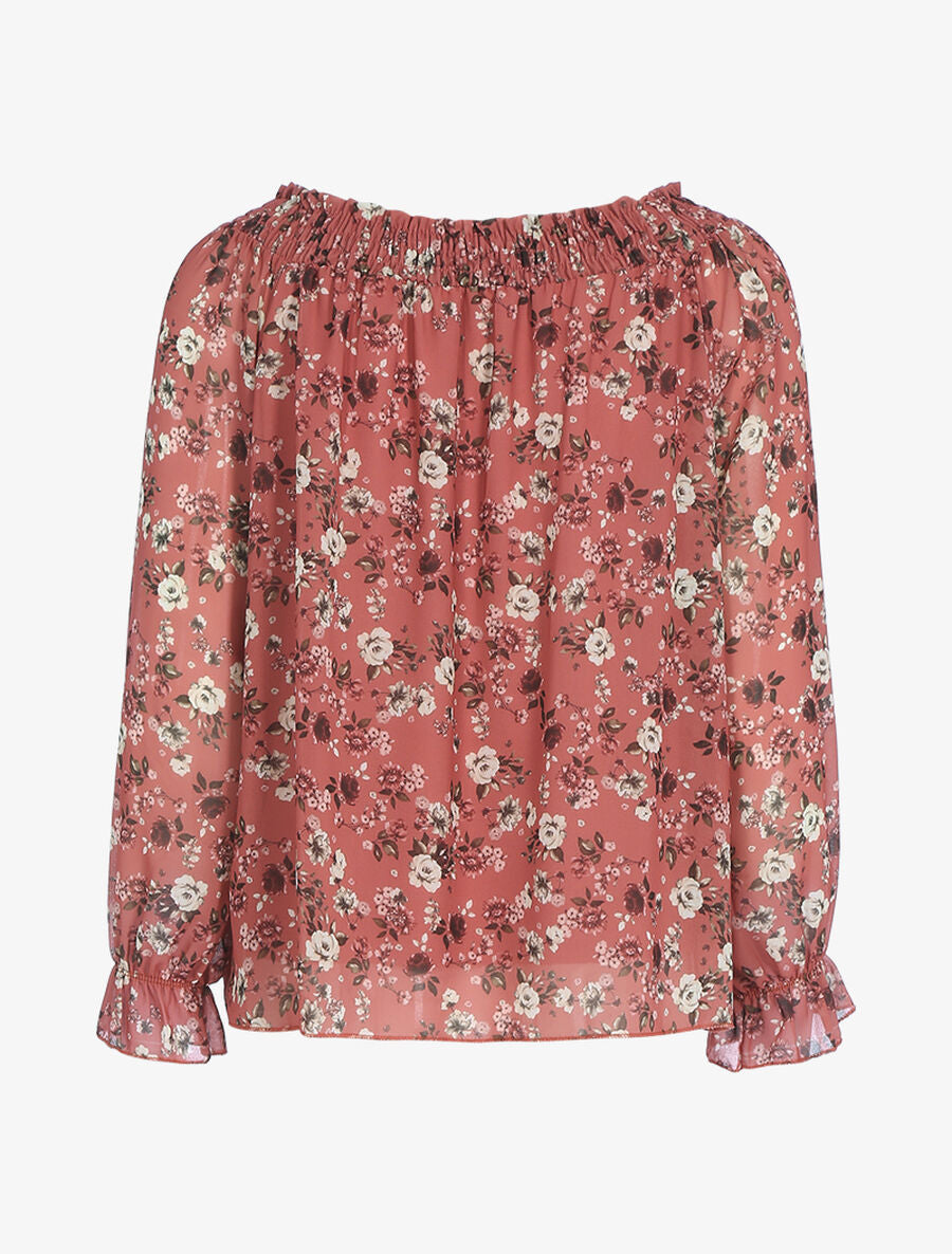 Top à imprimé fleuri - Rose foncé - 2