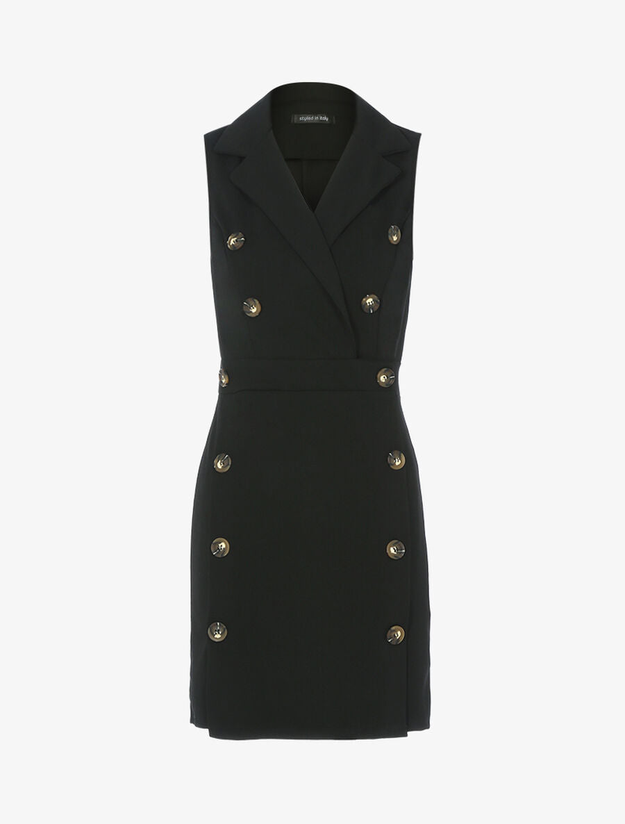 Robe portefeuille à boutons contrastants - Noir - 1