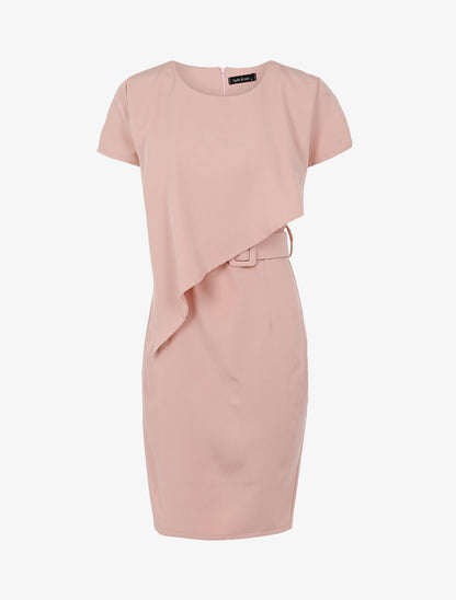 Robe cintrée à pan biseauté - Rose - 1