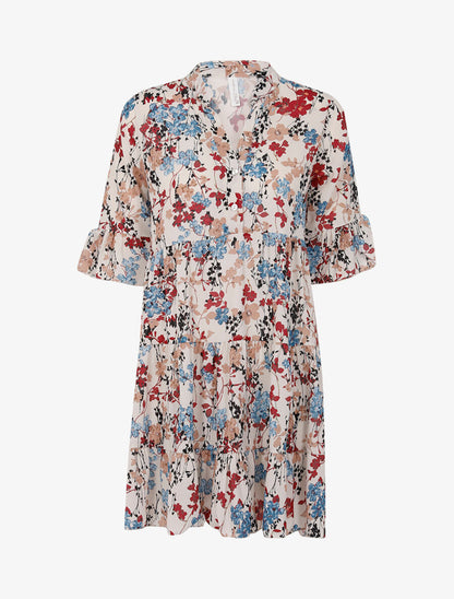 Robe ample coupe droite imprimé - Écru - 1
