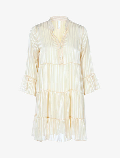 Robe trapèze volantée - Beige - 1