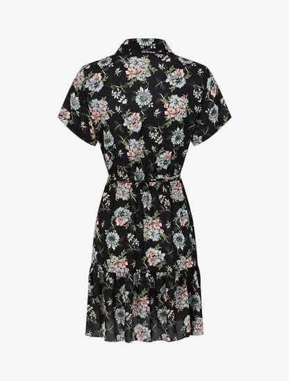 Robe cintrée imprimé à buste boutonné - Noir - 2