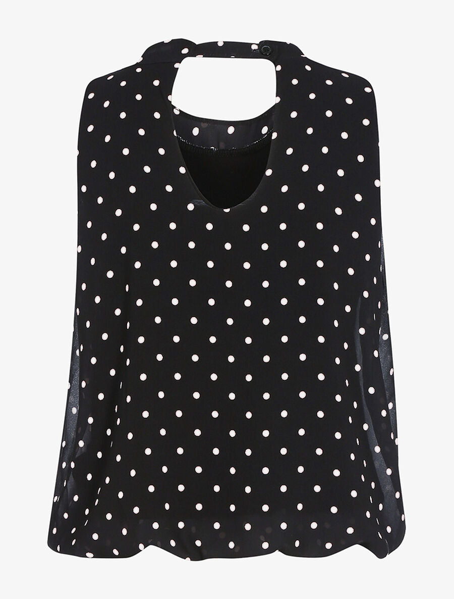 Top à imprimé pois - Noir/blanc - 2