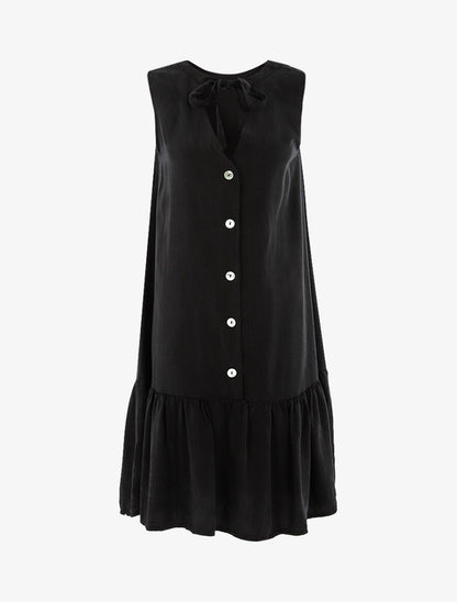 Robe à grand volant - Noir - 1