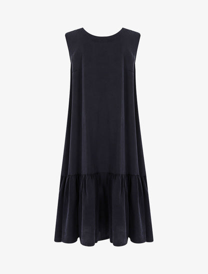 Robe à grand volant - Marine - 2