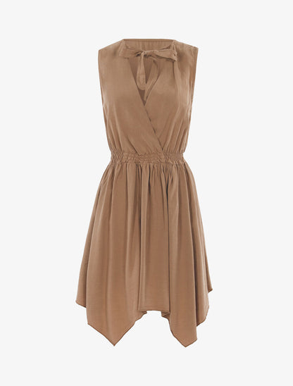 Robe à dos cache-coeur - Camel - 2