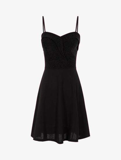 Robe patineuse à bustier pailleté - Noir - 1