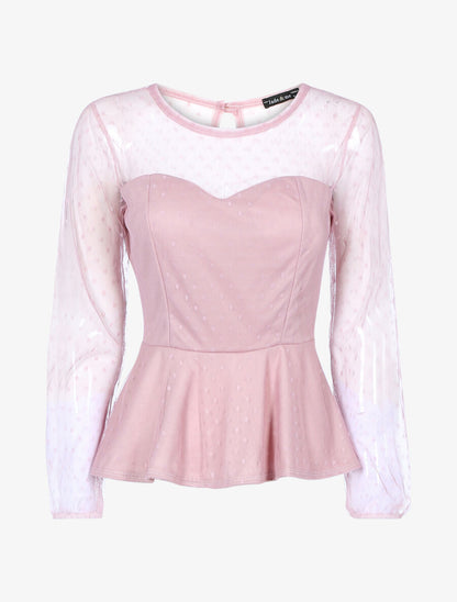 Top coupe péplum à pois - Rose - 1