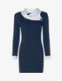 Robe col à revers boutonné - Bleu nuit/gris chiné - 1