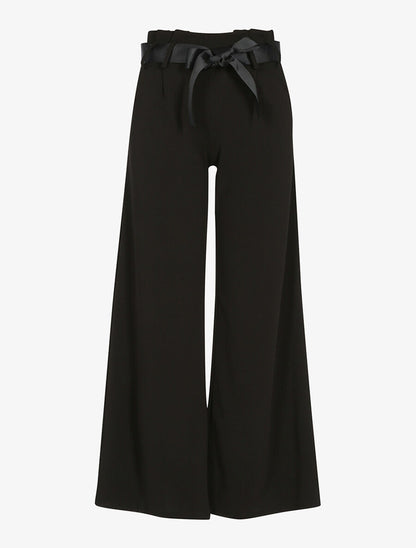 Pantalon pattes déléphant ceinturé - Noir - 1