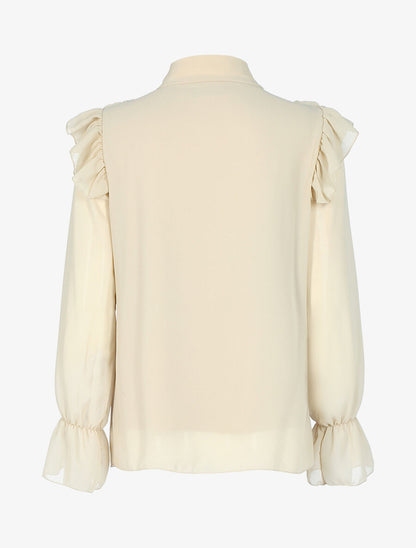 Blouse à détails volantés - Beige - 2