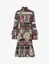 Robe volantée à col montant - Noir - 1