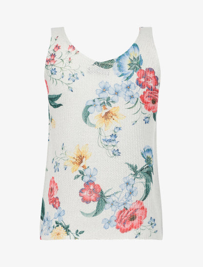 Débardeur en maille à imprimé floral - Blanc - 2