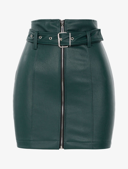 Mini jupe zippée - Vert - 1